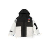 Black and white graffiti embroidered removable cap with shoulder sleeve lamb wool padded jacket