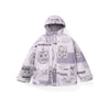 Workwear Big tooth alphabet print Velcro hooded sleeved quilted jacket
