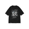 Street-style alphabet graffiti print loose crew neck sleeved cotton T-shirt