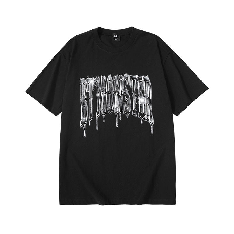 Melt Ice monogram print loose sleeved cotton T-shirt