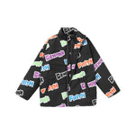 【GENANX2024NEW】Fun letter-printed zippered stand-up collar with rotator sleeve loose padded jacket.