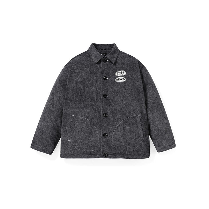 Bigdon Bear alphabet embroidered lapel drop cuff multi-pocket padded jacket
