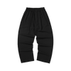 Simple style printed label medium high waist loose straight leg pure black casual pants