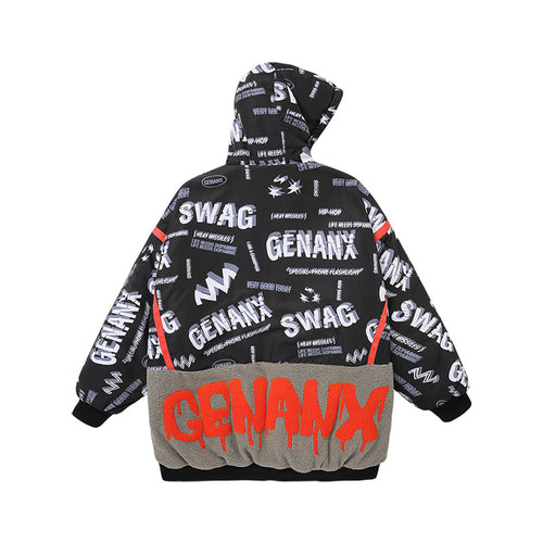 【GENANX2024NEW】Mixed color teddy fleece hooded couple quilted jacket