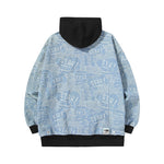 Denim hoodie with hoodie embellish and pocket pocket