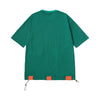 Flash print zipper pocket stretch cord hem T-shirt with different materials and colors
