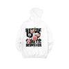 Small red flower English print hooded sleeved couples cotton hoodie