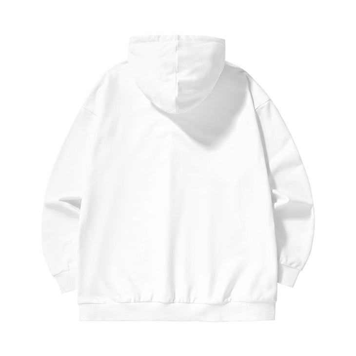 Simple school style monogrammed badge hooded with sleeved cotton hoodie