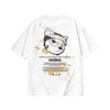 Micro hipster cartoon cat imitation gold embossed print sleeved cotton T-shirt