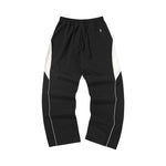 Preppy black and white letter-printed stretch waist slacks