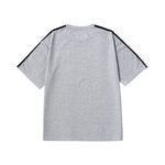 Simple basic Waffle T-shirt with small embroidered logo in black stripes with shoulder sleeves