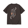 Flame Letter G print loose sleeved cotton crewneck T-shirt