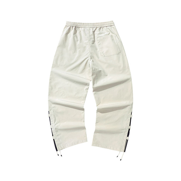 【GENANX2024NEW】Color contrast printed braided rope strap waterproof solid color casual pants