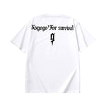 Gothic letter-print loose sleeved cotton T-shirt