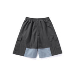 Cargo style color patchwork webbing fastener printed straight leg five minute shorts