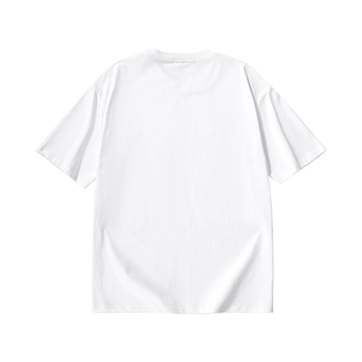 Alphabet Bear print loose sleeved cotton round neck T-shirt