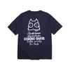 Cartoon Cat English letter print loose sleeved cotton T-shirt
