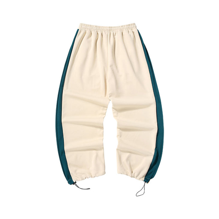 Color contrast side stripe drawstring elastic rope elastic adjustable leg sweatpants