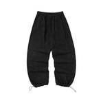 Simple basic solid color embroidered standard elastic rope buckle pant leg casual pants