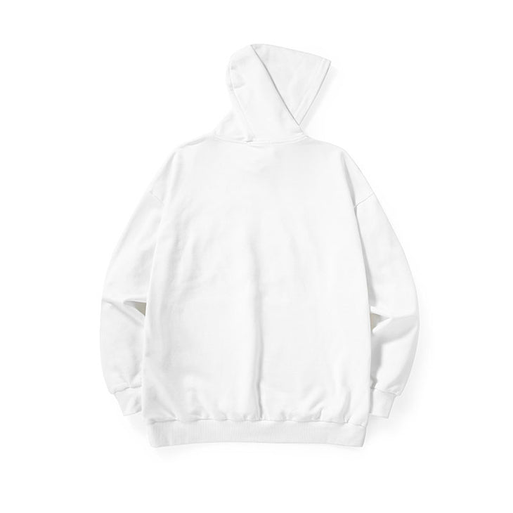 Simple style monogram print hoodie with rotator sleeve down kangaroo hood cotton hoodie