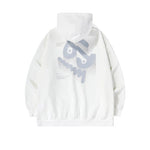 Letter-painted printed hoodie with shoulder sleeve ribbed and fleece hoodie