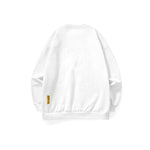 White fleece hoodie with candy-colored monogrammed drop cuff ribbed close