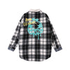 【GENANX2024NEW】Splicing chequered tattoo lamb fleece denim jacket