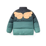 Gradient letter label removable wing drop shoulder white down jacket