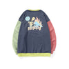 Monogrammed Bear print drop shoulder Scotch cotton hoodie with different materials
