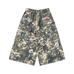 【GENANX2024NEW】Vintage cargo style camo print multi-pocket cotton capri casual pants