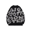 Street hip-hop graffiti alphabet jacquard round neck drop cuff pullover sweater
