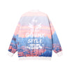 【GENANX2024NEW】Sunset Iceberg English print sleeved baseball collar jacket