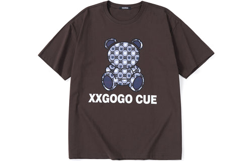 Presold Bear monogram print loose sleeved cotton round neck T-shirt