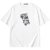 Kitten print loose sleeved cotton round neck T-shirt