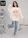 Multi-color optional fun gradient color letters printed couple crew-neck hoodie