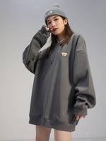 Multi-color optional simple style embroidered bear with velvet round neck hoodie