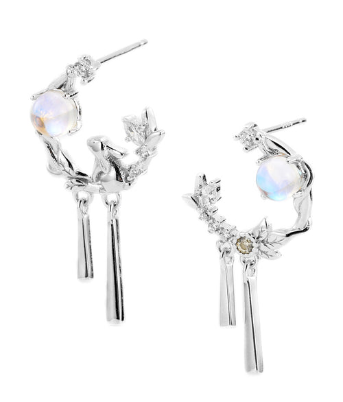 XXOFF Anting-Anting Mochizuki Kelinci Giok 925 Anting-Anting Rumbai Kelas Atas perak Hadiah