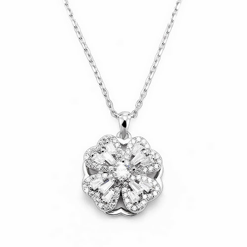 XXOFF 360-Degree Rotating 925 Sterling Silver Four-Leaf Clover Lucky Necklace Gift