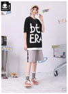 Simple Black Letter Print Couple Cotton T-Shirt