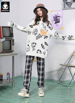 White Letter Patchwork Crew Neck Sweater