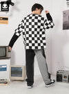 Fake Two Piece Checkerboard Sweatshirt