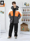 Contrast Color Hooded Padded Coat