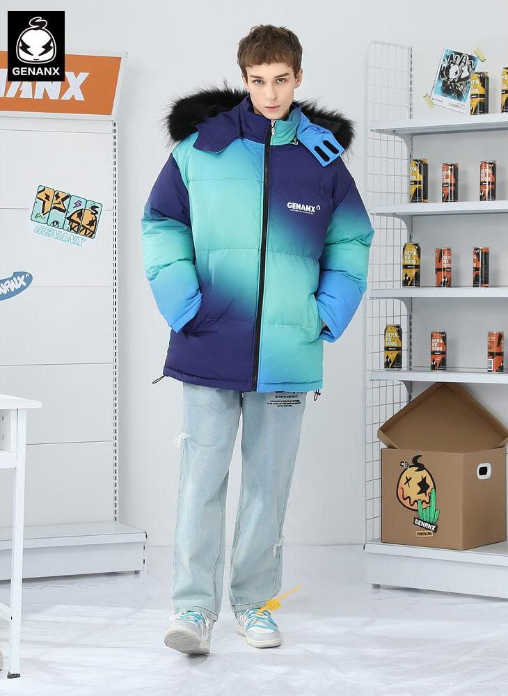 Removable Hat Gradient Padded Coat