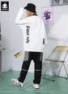 Alphanumeric Print Drop-Shoulder Sleeve Crew Neck Sweatshirt