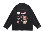 Meal Series Cooking Recipe Print Jacket with Detachable Buttons