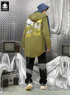 Color Block Fun Graffiti Print Detachable Hooded Jacket