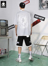 Cartoon Letter Spray Painting Print Space Cotton T-Shirt