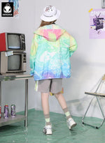 Colorful Graffiti Print Women Hooded Jacket