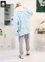 Letter Jacquard Cow Print Cashmere Jacket