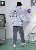 Tie Dye Embroidery Stand Collar Padded Coat